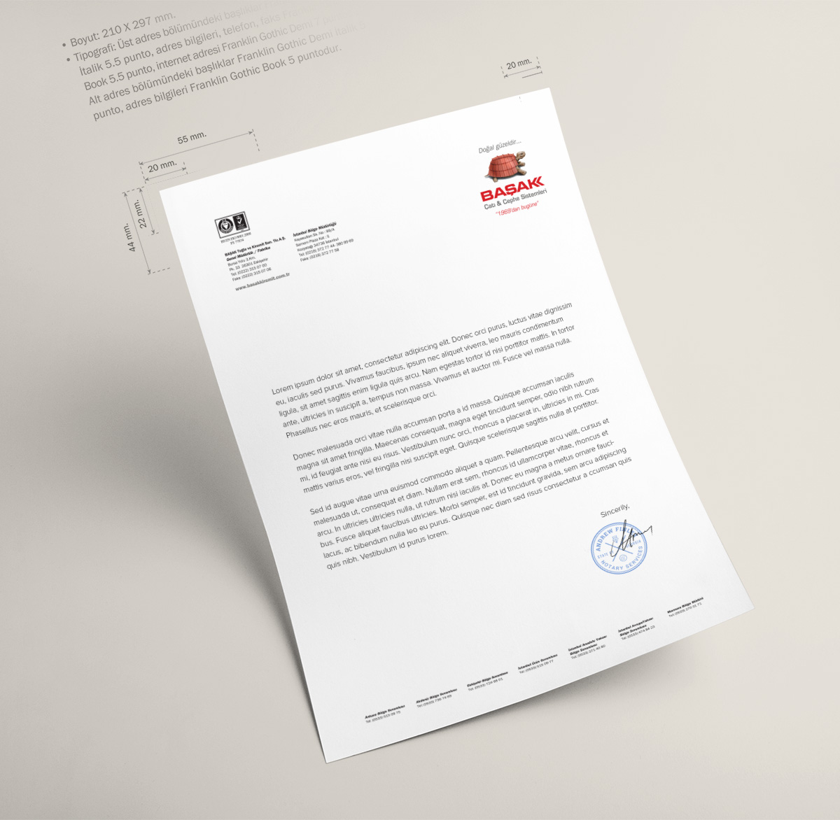 Başak Group Corporate Identity Pcs. / Letterhead